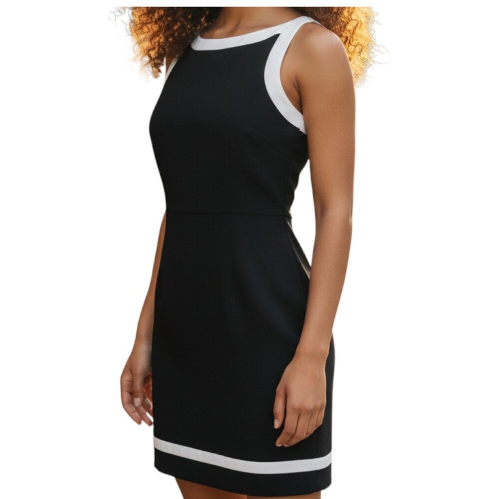 AMANDA SMITH Black & White Sleeveless Dress with Back Zipper - Size 8P - NWT